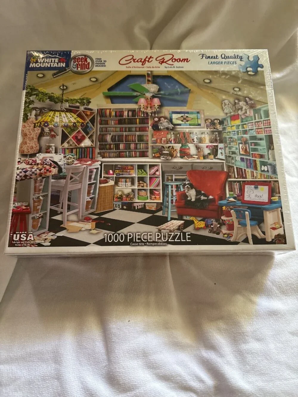 White Mountain 1000-Piece Craft Room Jigsaw Puzzle With Larger Pieces By Lois Su